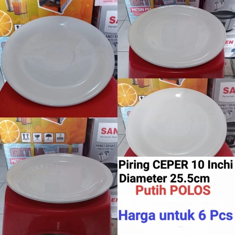 piring makan keramik PUTIH POLOS piring catering piring ceper piring lodor ukuran 10 Inci harga untu