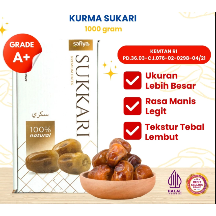 

Kurma Sukari Kurma Raja 1 kg Lembut Manis Legit Premium GRADE A+