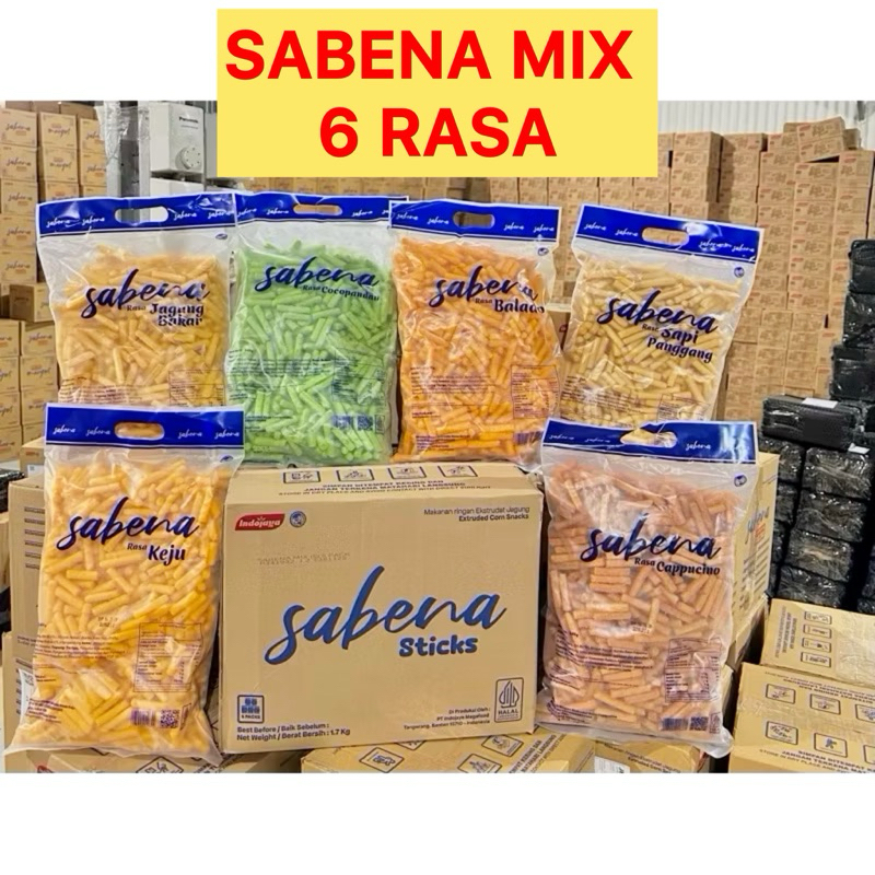 

( 1 dus isi 6 pcs) Sabena Stik 1 Dus Mix Rasa isi 6 pcs berat 135 gr Snack Cemilan Sabena / Makanan Ringan Sabena Snack