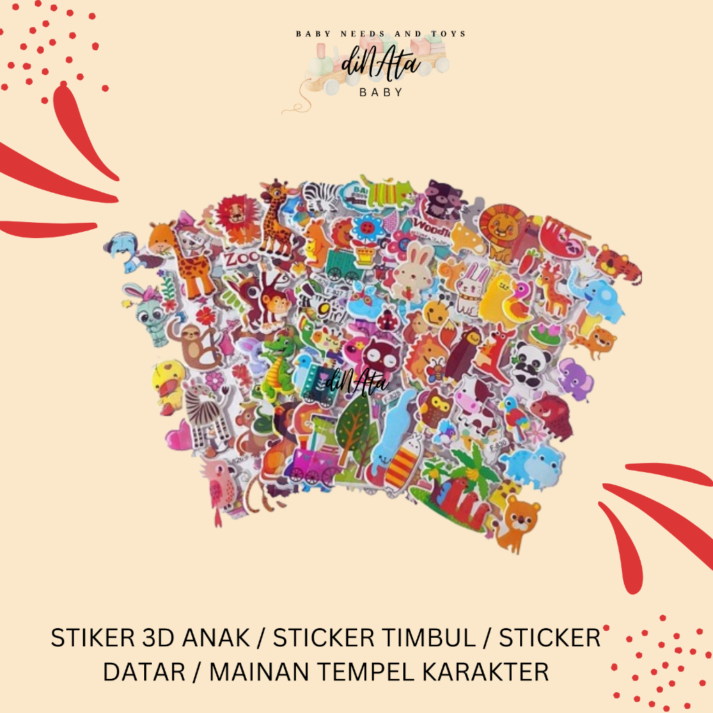 

[ DINATA Baby ] - STIKER 3D ANAK / STICKER TIMBUL / STICKER DATAR / MAINAN TEMPEL KARAKTER