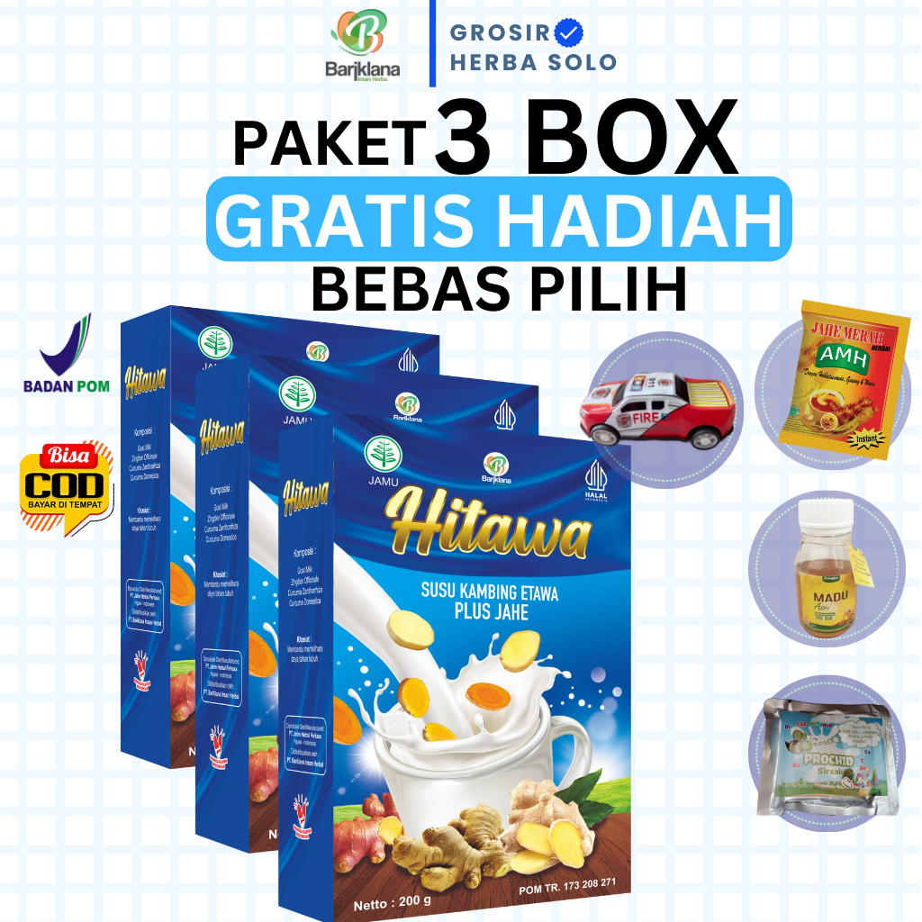 

[ COD + GARANSI ] [GRATIS HADIAH] Hitawa Susu Kambing Plus Jahe Kunyit Temulawak Penjinak Kolestrol Asam Lambung Nyeri Sendi