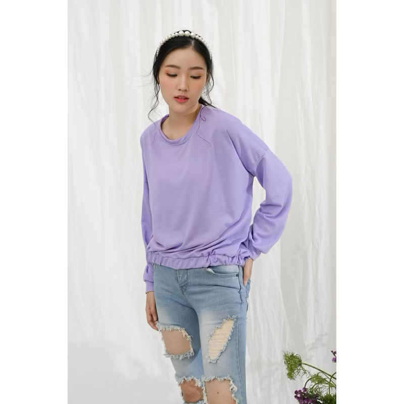 LOVEABLUE [NEW] ORIGINAL BY YOENIK APPAREL - Citta Rubber Tops Lilac Atasan Wanita Lengan Panjang Bl
