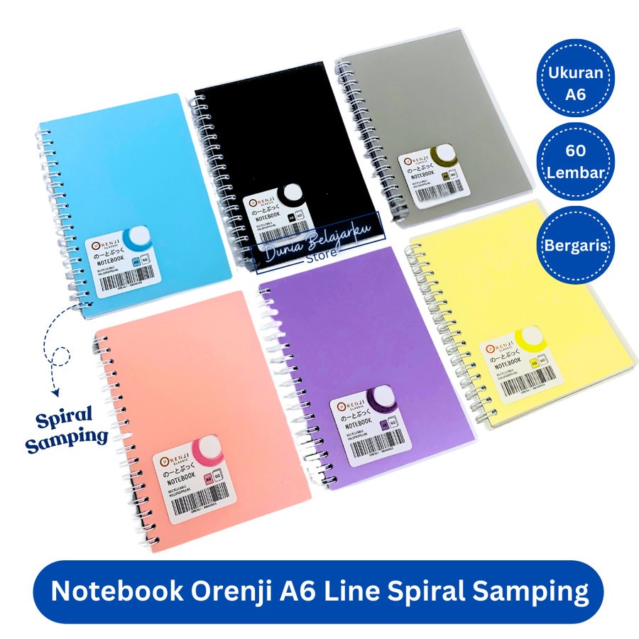 

Notebook Orenji A6 Line Spiral Samping Pastel 60 Lembar Buku Agenda Catatan Bergaris