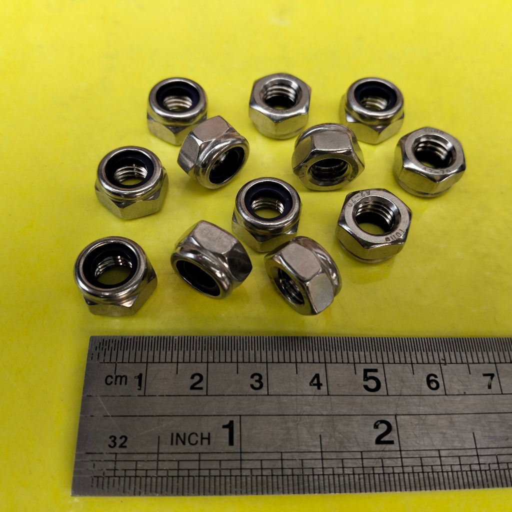 MUR NYLON STAINLESS M8 SUS 304 / MUR BAUT KUNCI 13 / LOCK NUT M8 STAINLESS STEEL / MUR NYLON SS M8 /