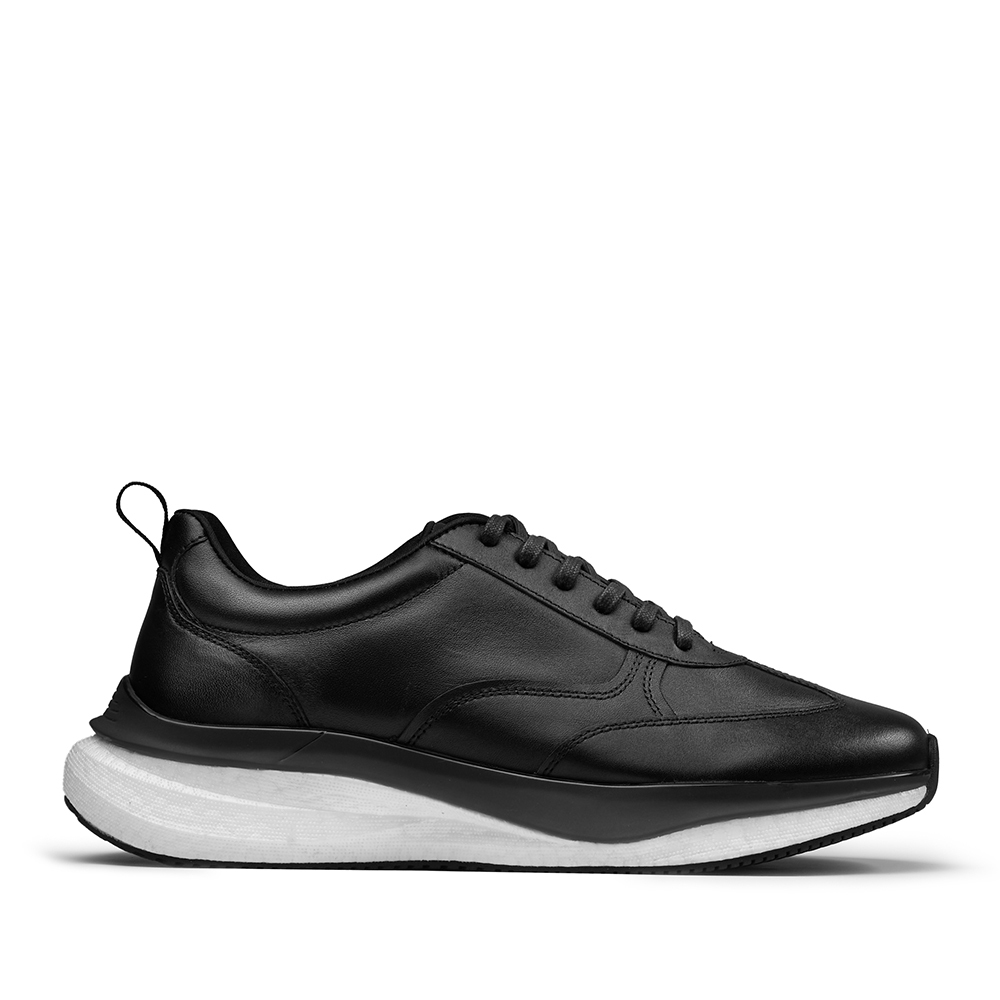 Prabu - Elang 2.0 Onyx Sepatu Kulit Sneakers Pria Hitam Putih
