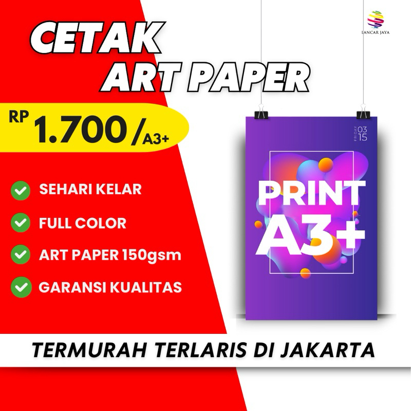 

PRINT ART PAPER A3+ TERMURAH || CETAK 1 SISI / 2 SISI || CETAK KILAT