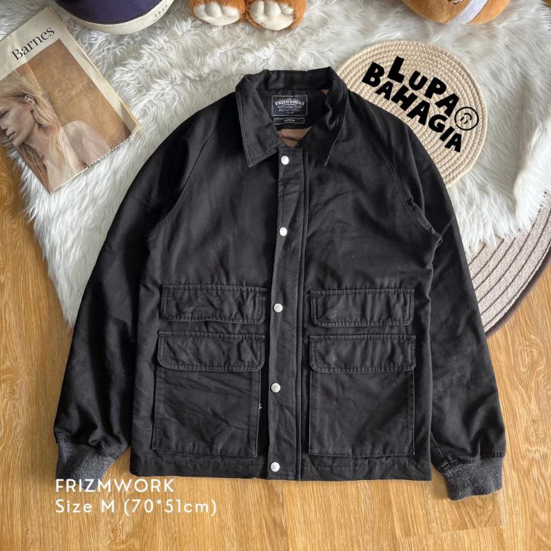 FRIZMWORK Black Parka Canvas Jaket size M | 100% Original