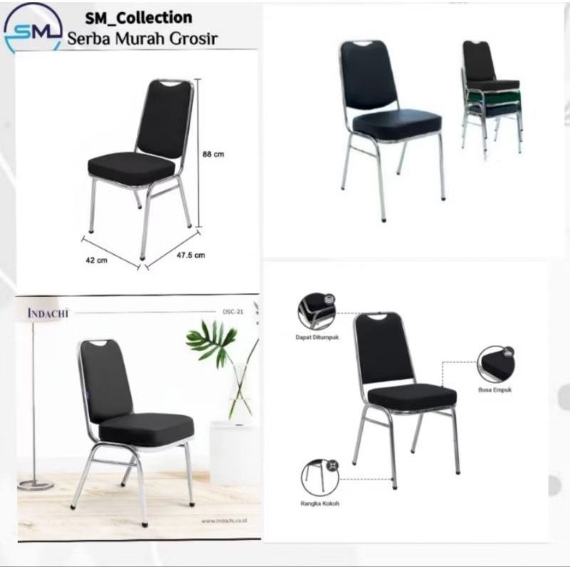 bangku sender/kursi makan/kursi pesta warna hitam/kursi spon