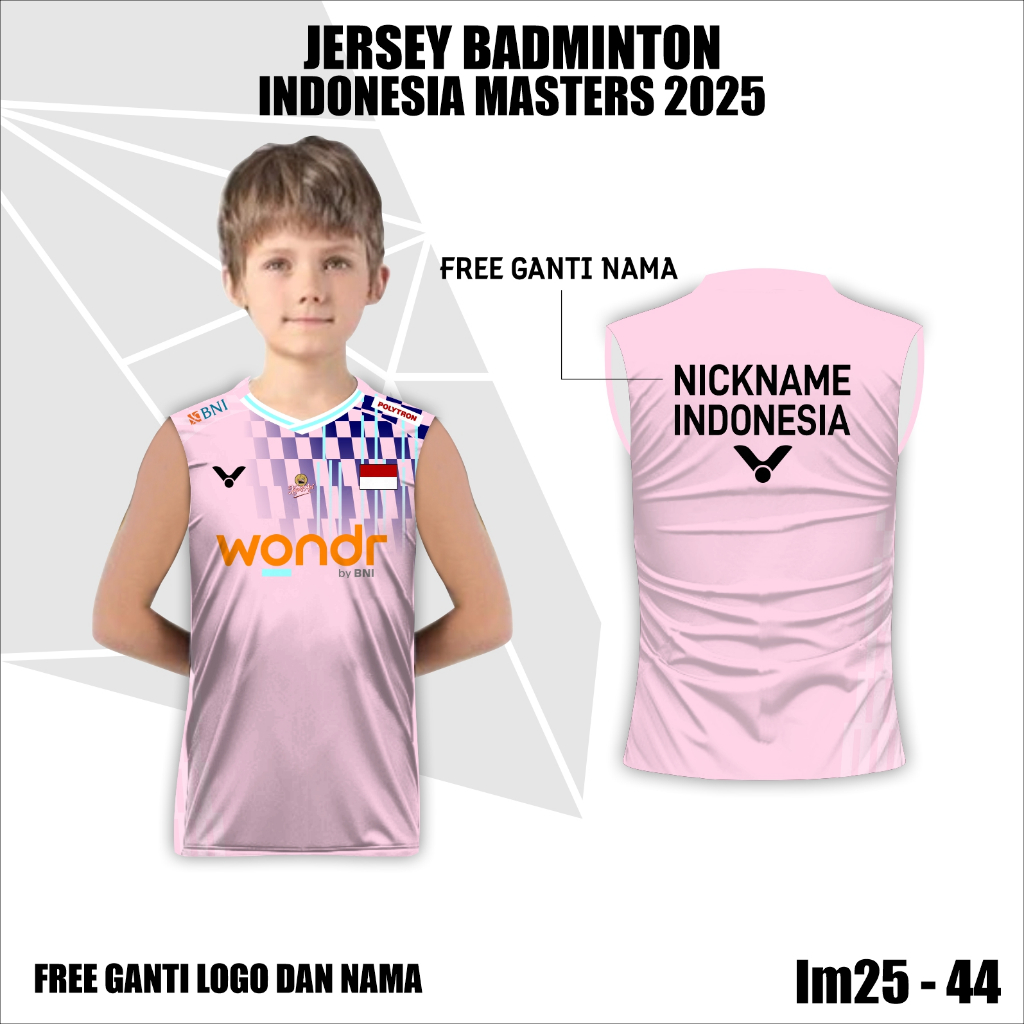 Jersey bulu tangkis master indonesia 2025 baju badminton anak kaos singlet bulutangkis