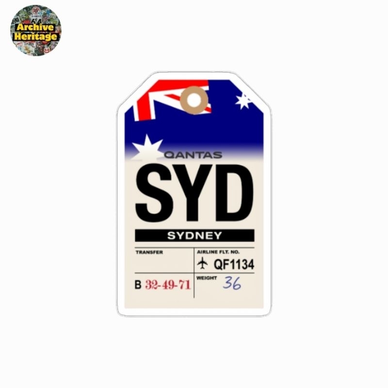 

sticker SYD Airport Sydney Qantas airlines label luggage tag travelling logo stiker