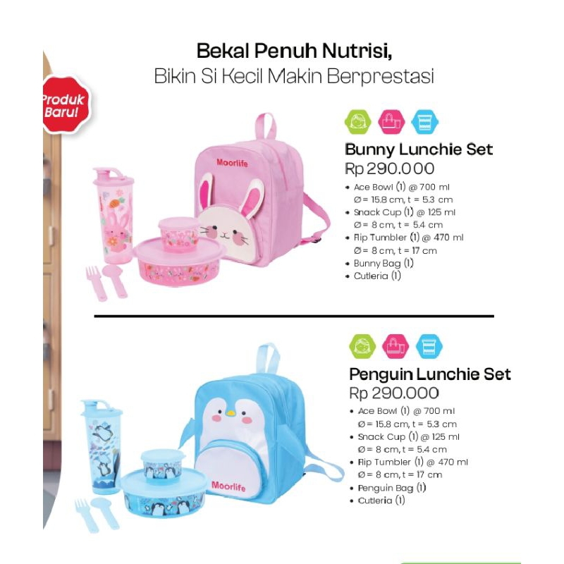 Bunny lunch set / penguin lunch set moorlife / set tempat makan anak moorlife