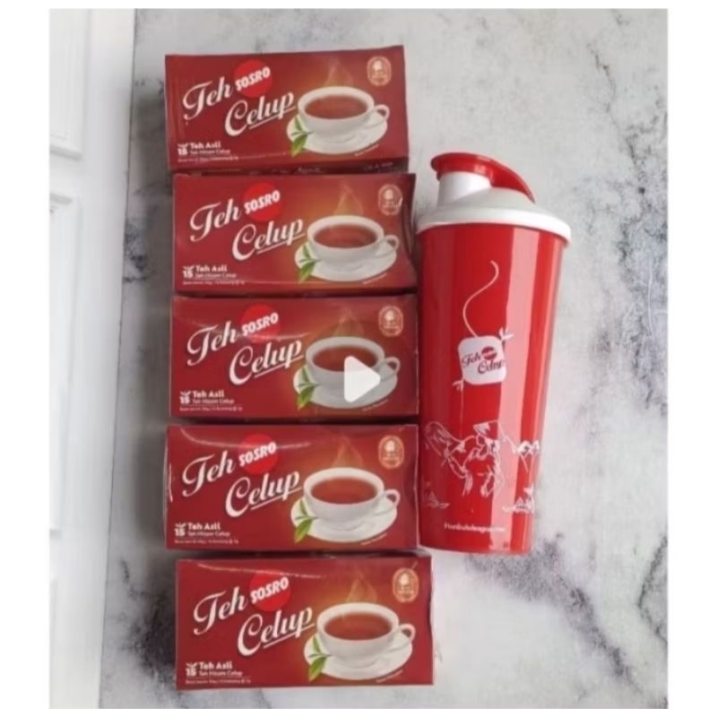 

Paket 5 pack teh celup SOSRO isi @15 plus bonus Tumbler