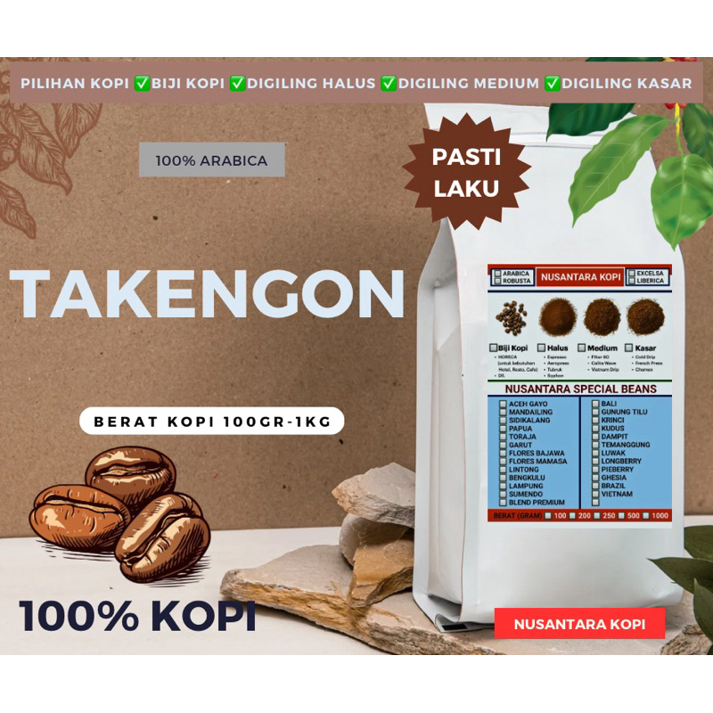 

Kopi Arabica Takengon 100gr - 500gr Nusantara Kopi