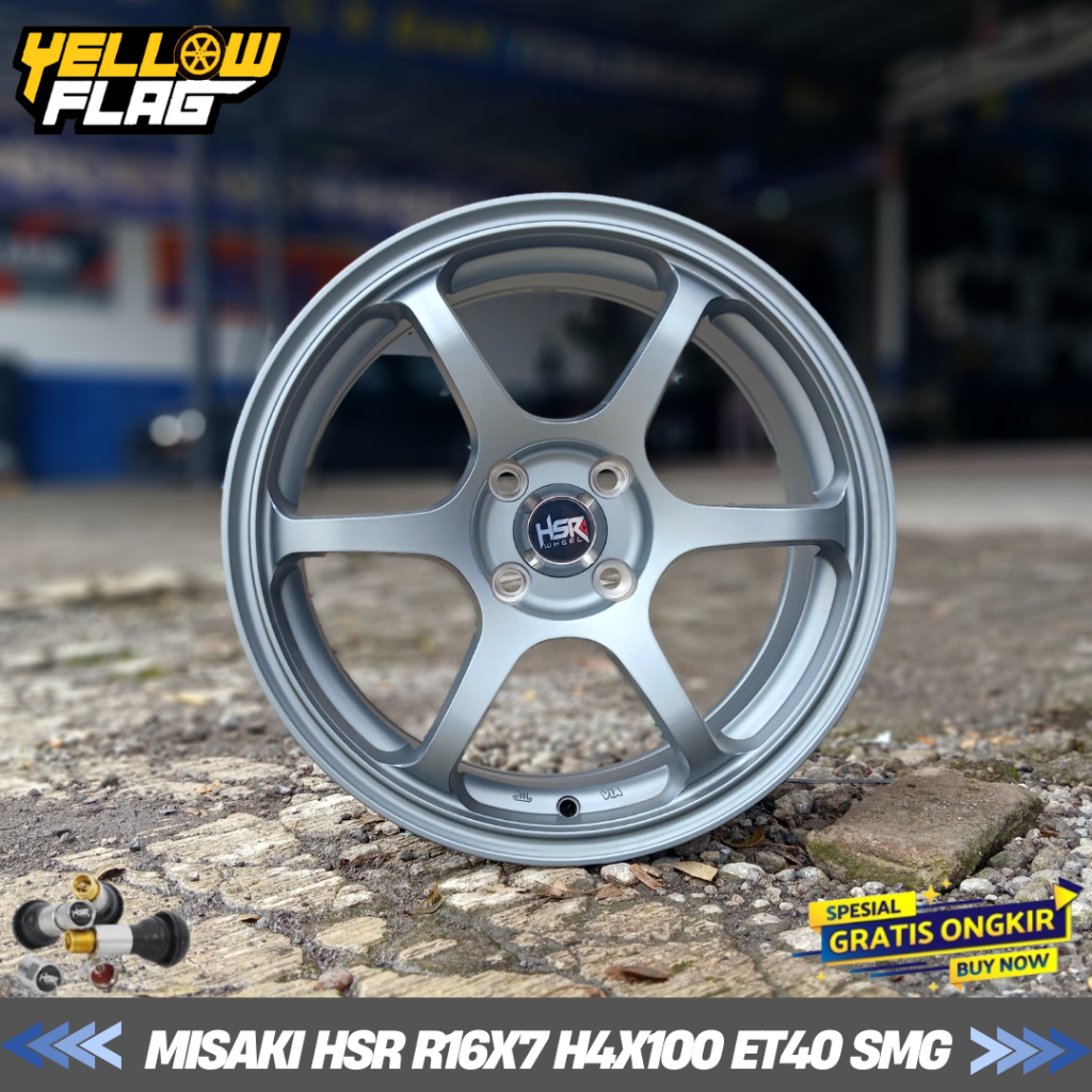 VELG MOBIL JAZZ BRIO FREED COROLA RING 16 HSR MISAKI LUBANG 4X100 ET40 LEBAR 7 SEMI MATT GREY R15