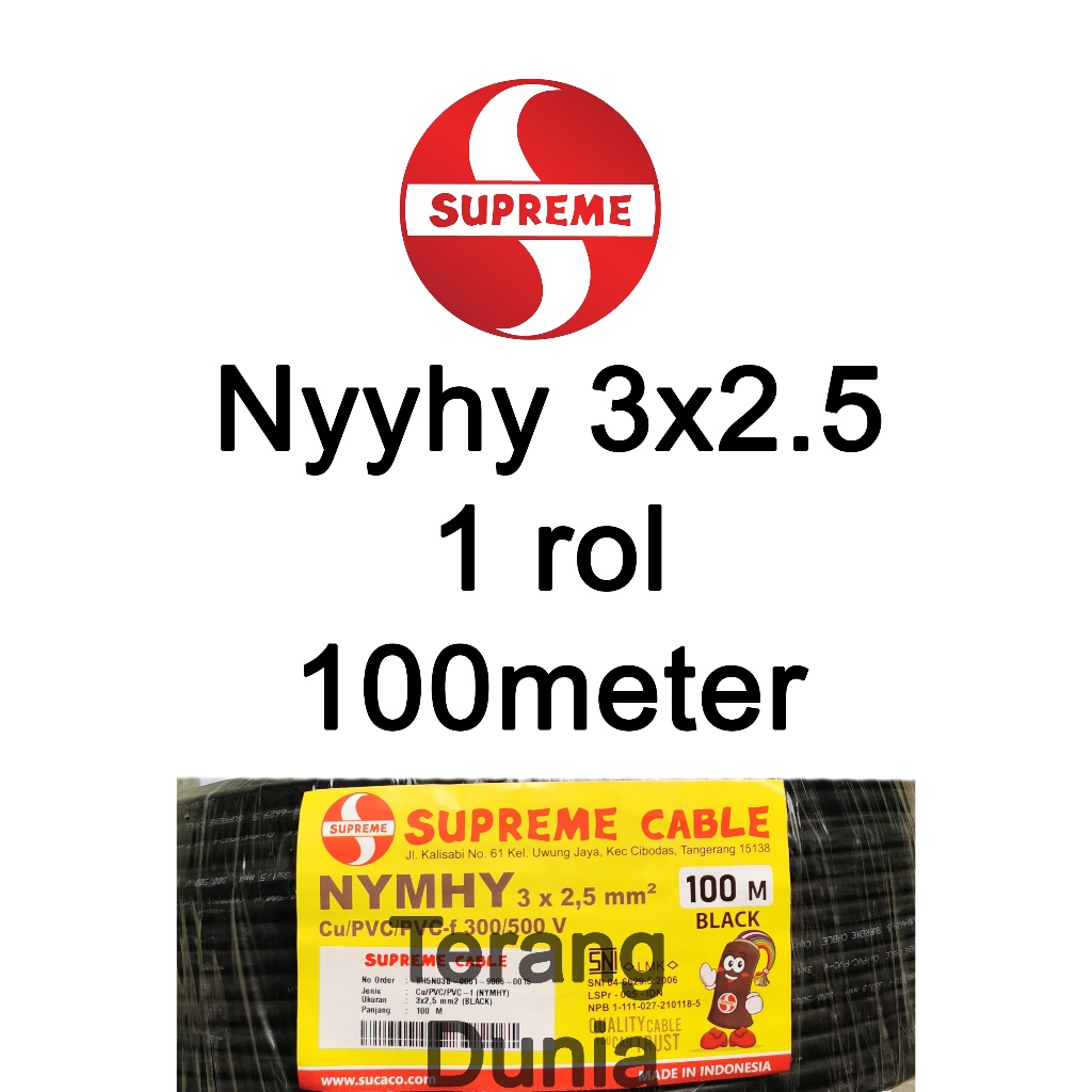 Kabel Supreme Serabut 3x2.5 100meter Kabel Supreme nyyhy 3x2.5 100meter Kabel Supreme nymhy 3x2.5 10