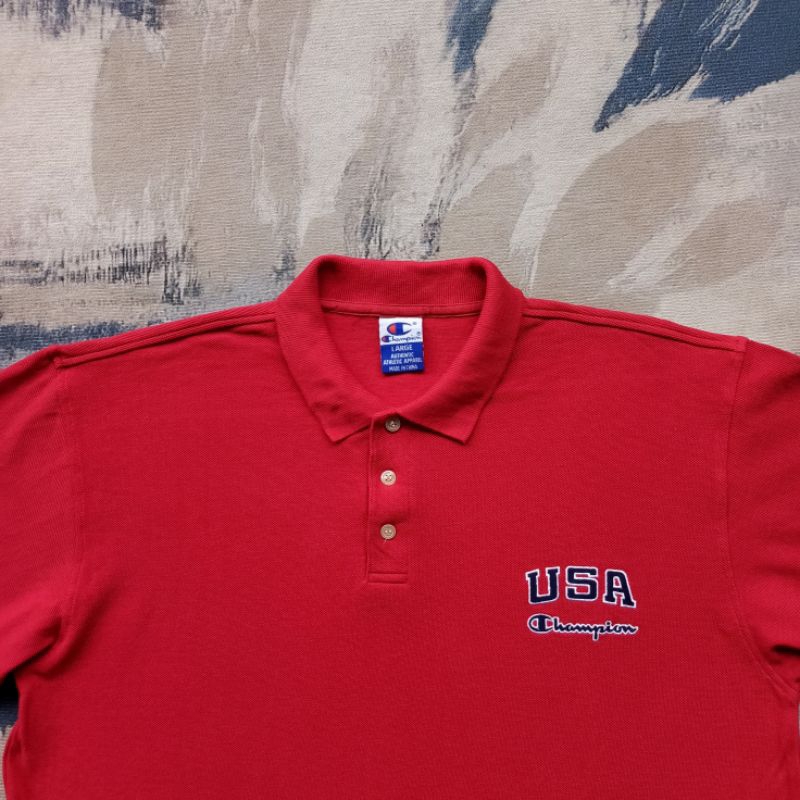 Poloshirt Kaos Kerah Champion Merah Second Preloved