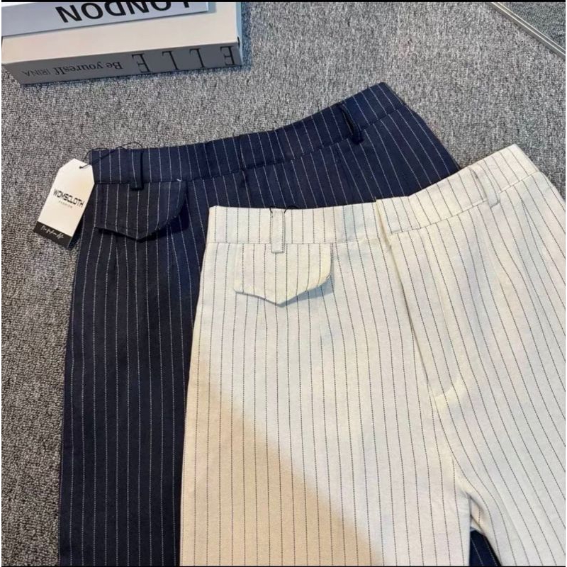 Oro Pants Stripe Bangkok Celana Kulot Highwaist Loose Pants Celana Panjang Kantor Formal Nyaman Wani