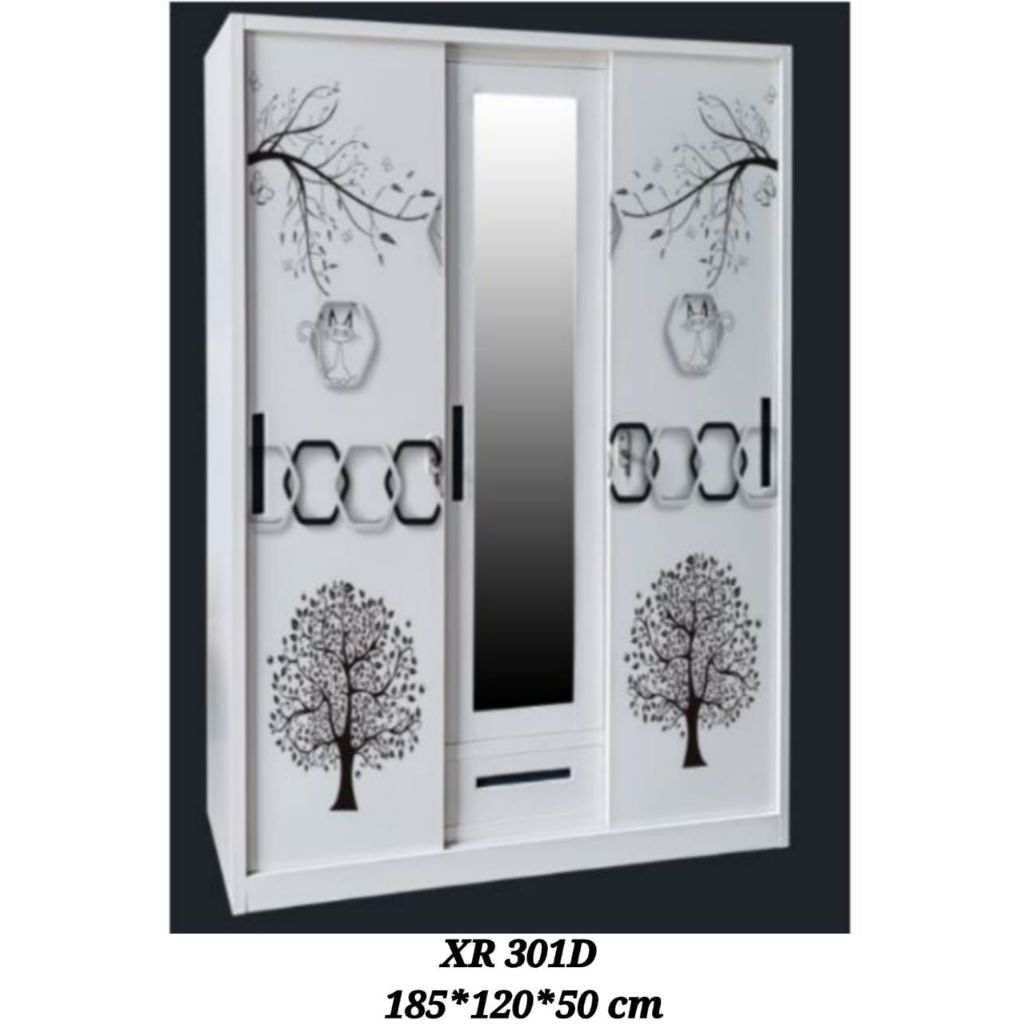 Lemari Pakaian Besi/ Lemari Pakaian Besi Sliding/ Lemari Pakaian Besi 3 Pintu - 120x50x185