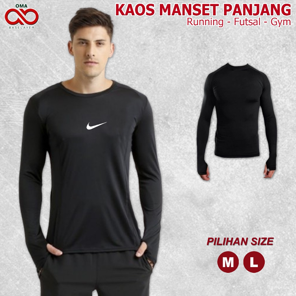 Kaos Manset Baselayer Olahraga Renang Pria Lengan Panjang Futsal Sepak Bola