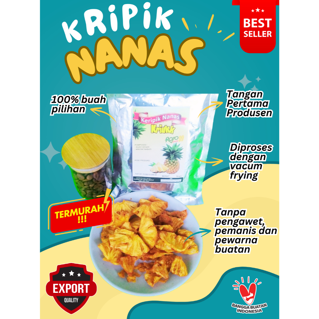 

KERIPIK / KRIPIK BUAH NANAS Khas MALANG BATU Kemasan Ekonomis 50 gr 100 gr Tangan Pertama PRODUSEN ( AMJ FARM )