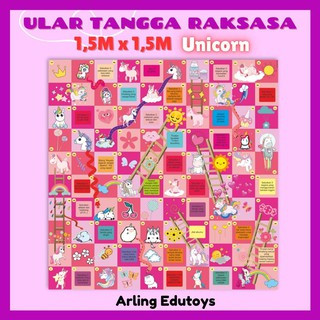 El Jhire_Ular Tangga Raksasa Jumbo Besar Pink Mainan Edukasi Anak Perempuan Pink 1,5m Karpet