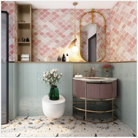 Keramik Mosaic Dinding  Kamar Mandi Backsplash Wall Decoration Model Ikan Merk Singres  Type Fish Sc