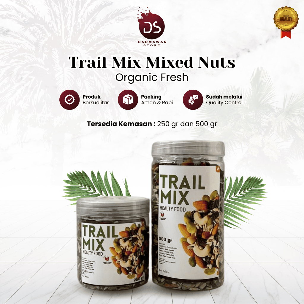

Trail Mix Mixed Nuts Organic Fresh Cemilan Sehat Kemasan Toples
