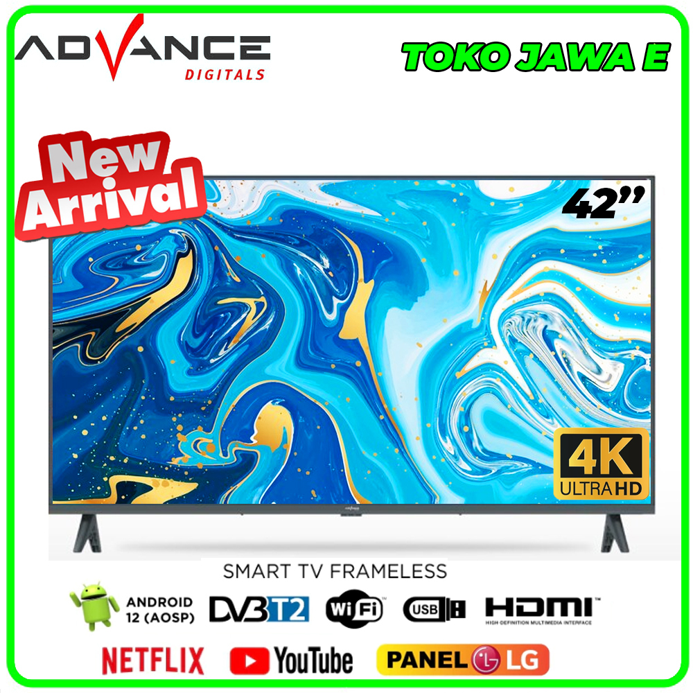 ANDROID TV GOOGLE TV ADVANCE ADV-4201A 42 INCH - 4K TV DIGITAL TV FRAMELESS PANEL DARI LG