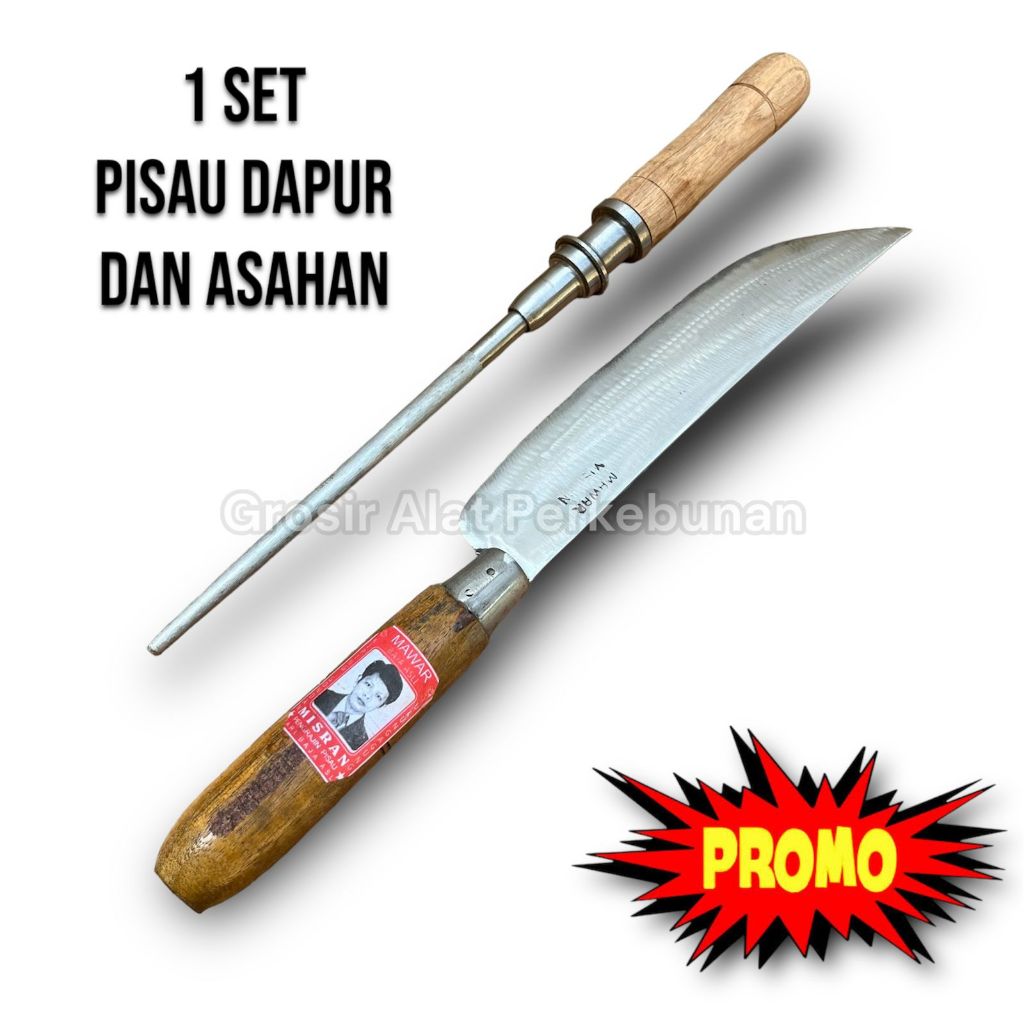 Paket Pisau Dapur Bahan Baja HSS Gagang Kayu Sono Keling dan Asahan Bahan Baja Kristal Multifungs Ki