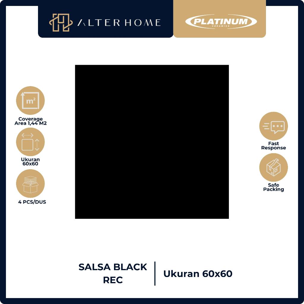 KERAMIK LANTAI RUANGAN / POLOS HITAM / PLATINUM SALSA BLACK REC / 60cm X 60cm