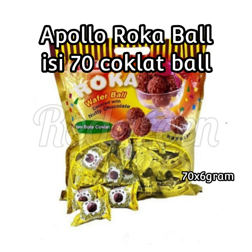 

Apolla Roka Wafer Ball Wafer Bola Coklat isi 70pcs