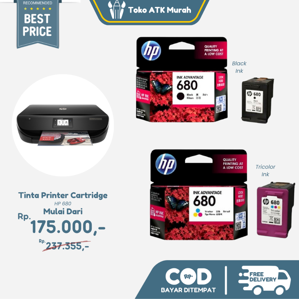 Cartridge Tinta HP 680 Black / Tri-Color Original - HP Ink Cartridge 680