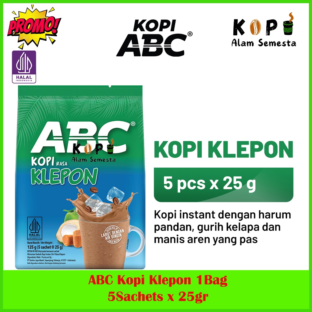 

ABC Kopi Rasa Klepon Bag 5 Sachet x 25gr / 1Sachet x 25gr