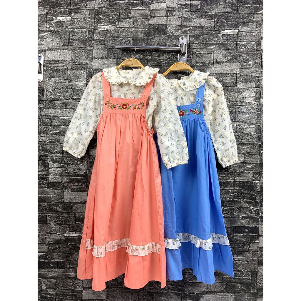 Nikita - 9808 Gamis Anak 3 - 10 Tahun Motif Bunga Bordir Kerah (Inner+Outer