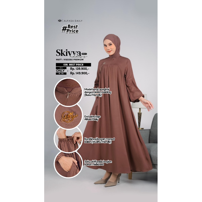 SKIVVA DRESS, gamis polos, gamis alfasa, Promo alfasa, Alfasa daily