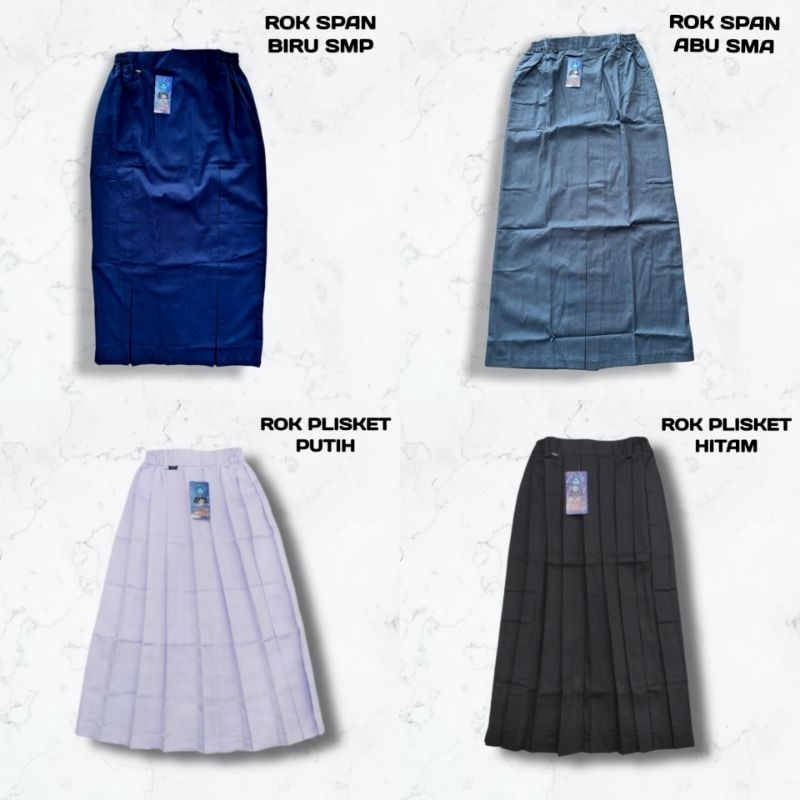 ABBA Rok Span Biru SMP Rok Span Abu SMA Rok Plisket Putih Hitam Size Jumbo Merk ABBA ORI