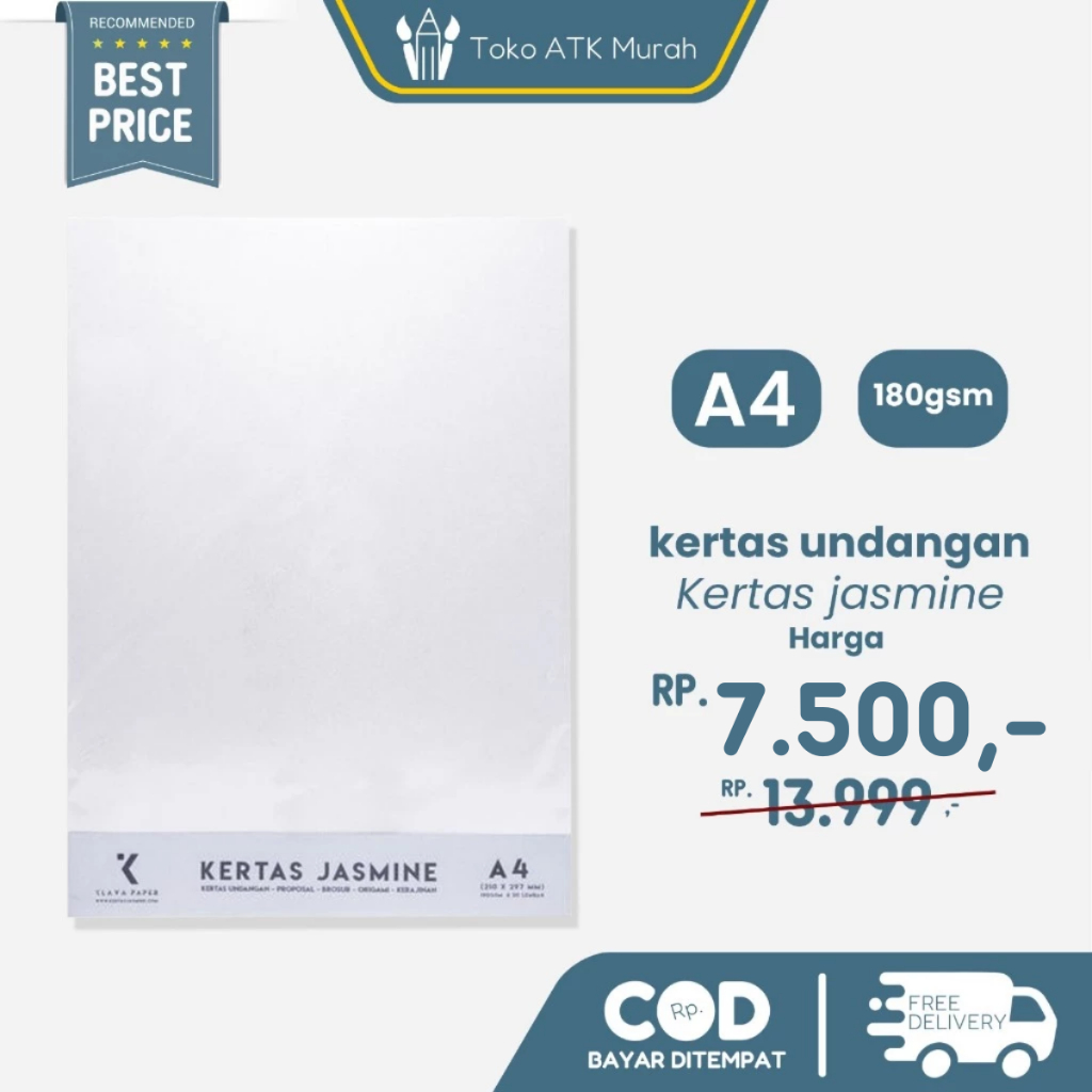 

Kertas jasmine A4 180 gsm isi 10 lembar / kertas undangan