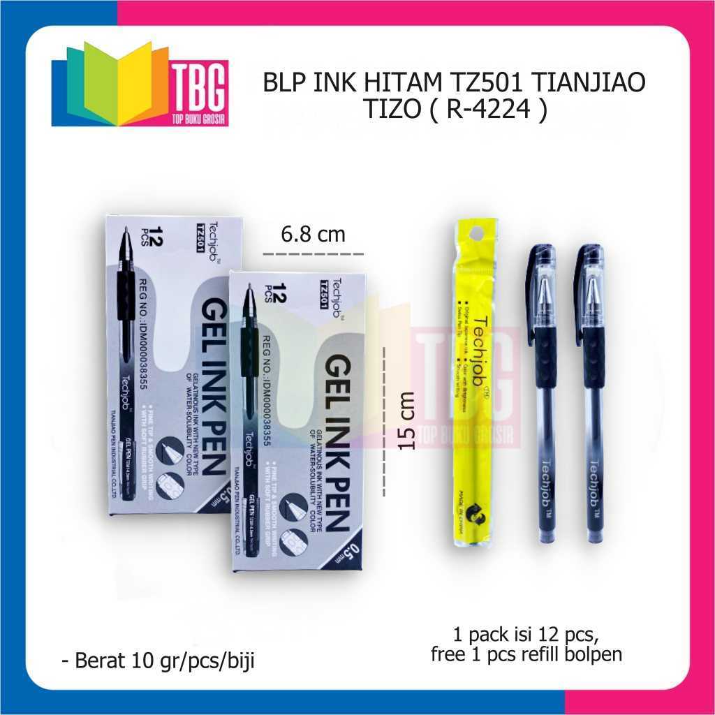 

1 PCS BALLPOINT INK HITAM TZ501 TIANJIAO TIZO (R-4224) - PULPEN GEL 0.5 HITAM REFILL