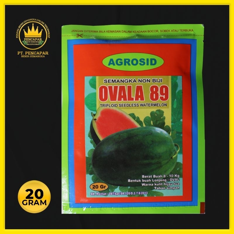 BENIH SEMANGKA OVALA 89 - AGROSID - 20 GRAM ISI 330 BUTIR ORI ASLI