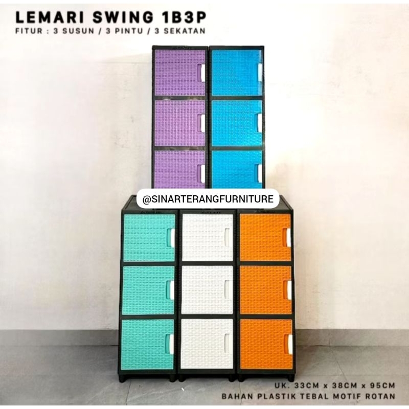 Lemari Rak Plastik Serbaguna Fawsline Swing 3 Tingkat 4 Tingkat