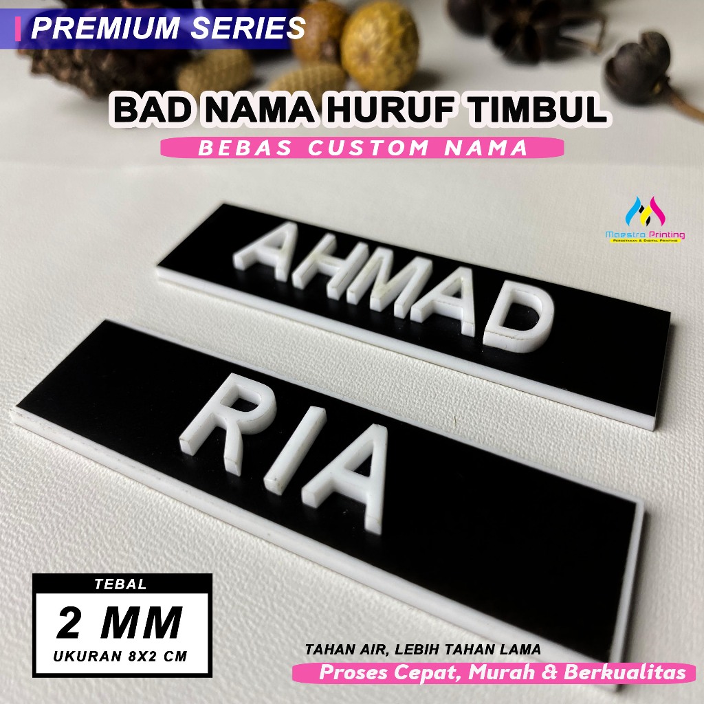 

NAME TAG/BAD NAMA DADA HURUF TIMBUL- PREMIUM SERIES