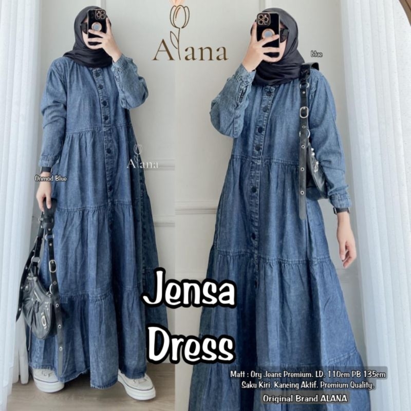 Alana Jensa Dress Alani Gamis Denim Gamis Wanita Jean Gamis Lebaran