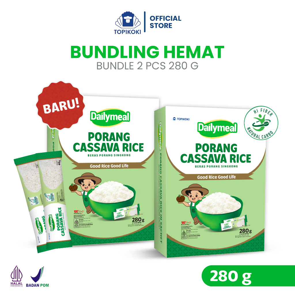 

[Bundling Hemat] Dailymeal - 2 pcs Porang Cassava Rice 280 g - Karbo Lebih Ringan untuk Diet Sehat