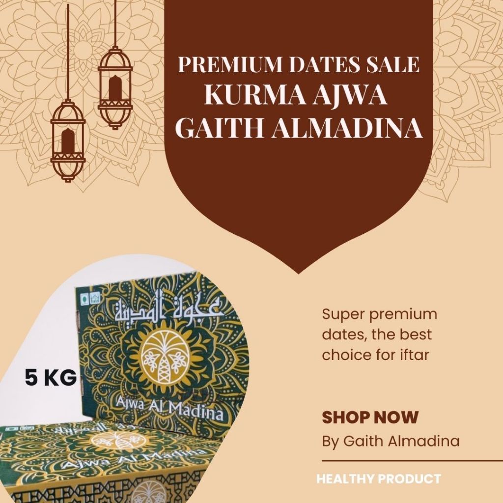 

Kurma Ajwa 5Kg Gaith Almadina Premium High Quality Asli Madina