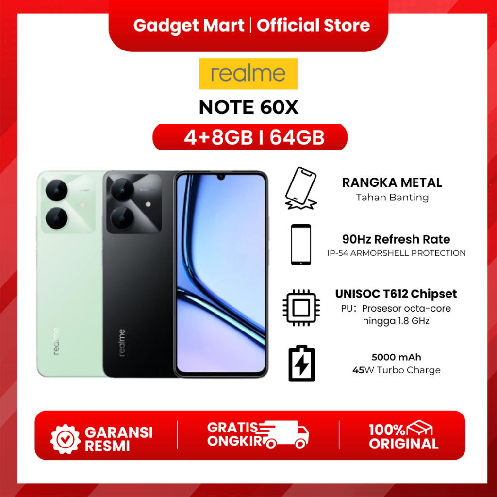 REALME NOTE 60x 4/64GB - Garansi Resmi