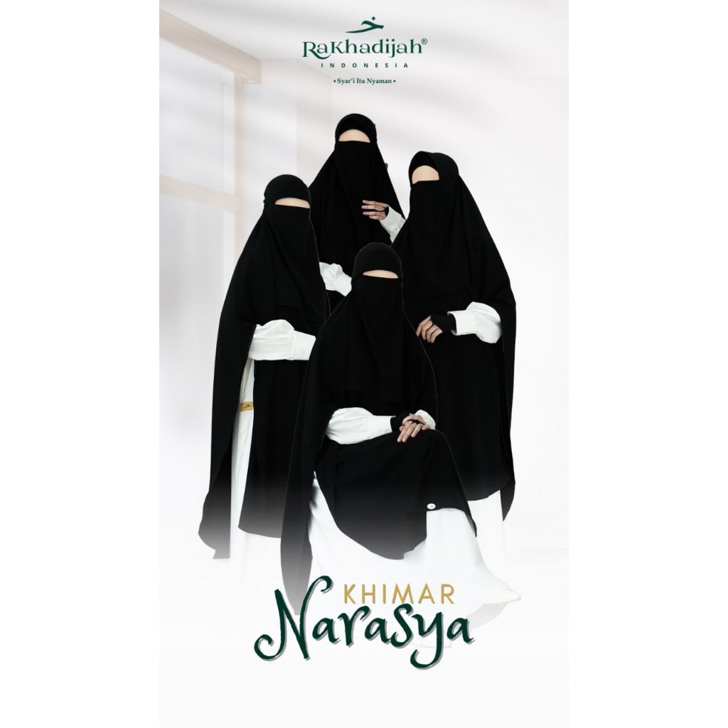 [BISA COD] KHIMAR NARASYA BY KHADIJAH INDONESIA  KHIMAR SYAR'I  KHIMAR JETBLACK