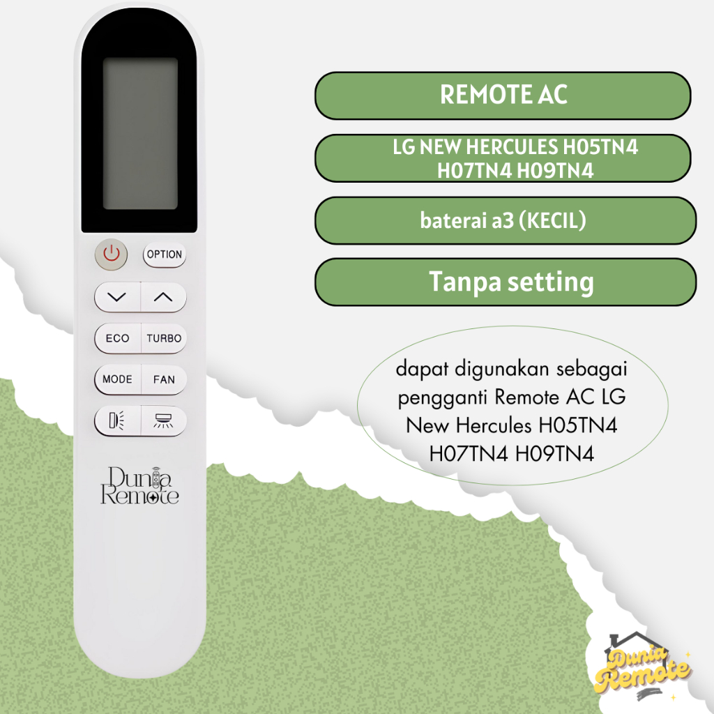 Remote Remot AC LG NEW HERCULES H07TN4 H09TN4 H05TN4 LG 1/2 3/4 1 PK Slim