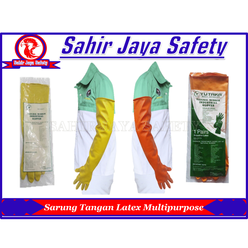 Sarung Tangan Karet Safety Panjang 56cm Sarung Tangan Karet Latex Tebal Harga Perpasang