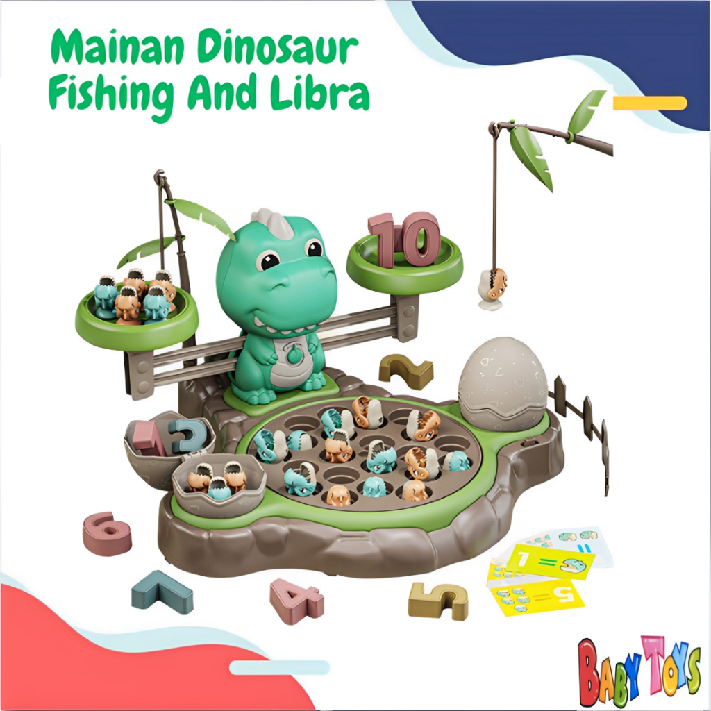 BabyToys Mainan Anak Edukasi Timbangan Mancing Magnet Besar Dinosaur and Libra Pancingan Pancing Kad