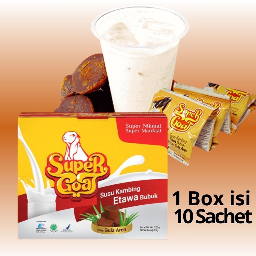 

Susu Kambing Etawa Supergoat - Promo 1 Box Bubuk Bisa COD SUPER GOAT Plus Gula Aren Murni